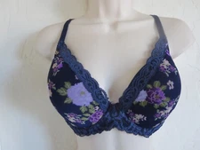 NATORI 34 DDD #730023 FEATHERS CONTOUR PLUNGE UNDERWIRE BRA, FLORAL PRINT, NWT