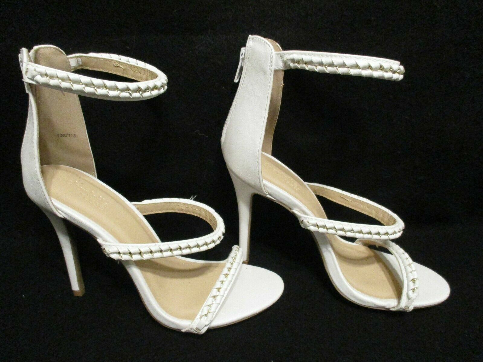 CHARLOTTE RUSSE- Womens WHITE Heels Zip Back Ankle Strap Open Toe Sandals 7  | eBay