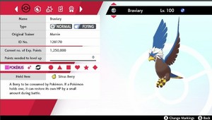 Details About 6iv Shiny Braviary Jolly Nature Competitive Vgc Pokemon Sword And Shield