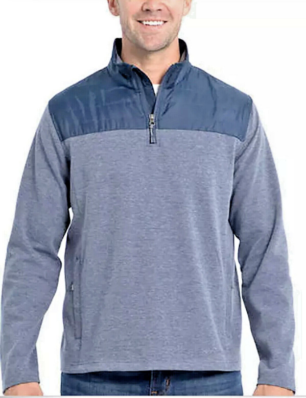 Eddie Bauer Mens Mixed Media 14 Zip Sweater Dusted Indigo Blue Size M 5790₽