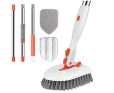 Floor Scrub Brush, 3-In-1 Tile Tub Floor Scrubber with 52-Inch Adjustable Long