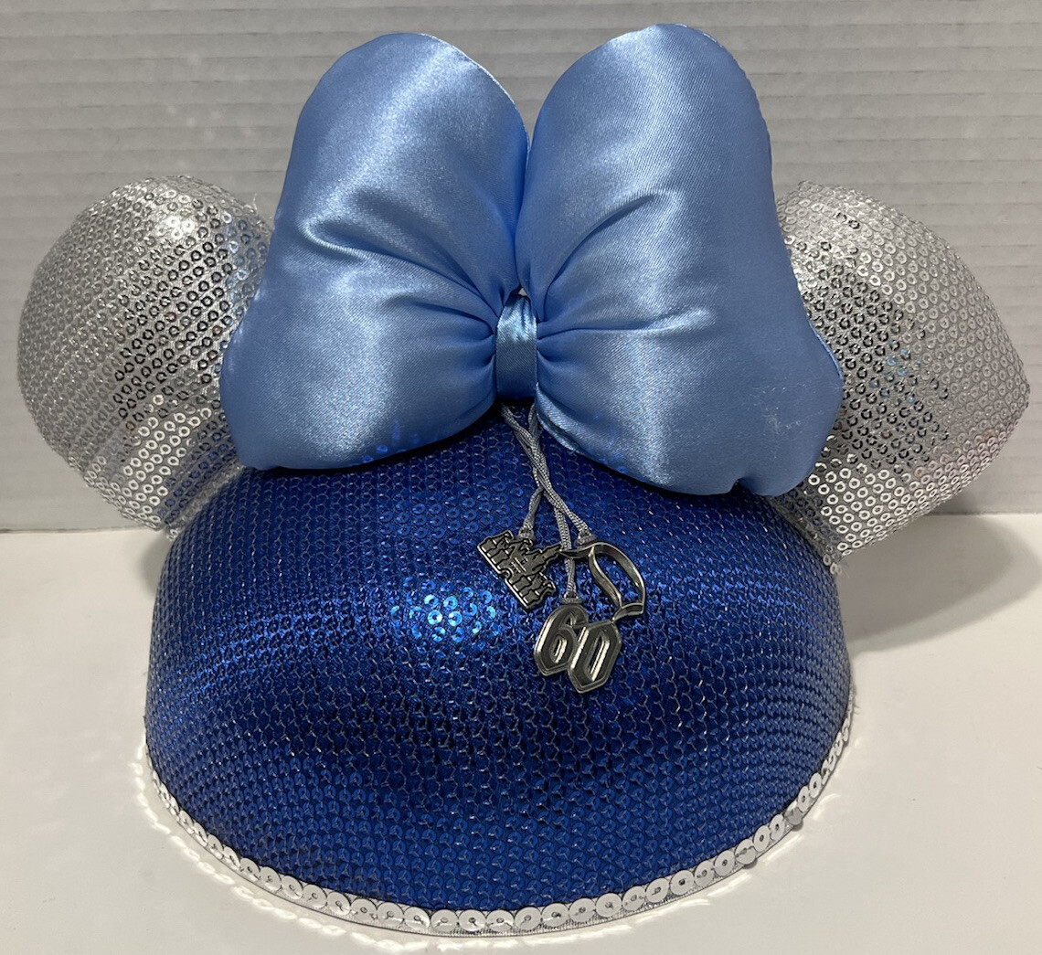Disneyland 60th Anniversary Blue and Silver Sequin Ears - Brand New Disney Ears 60th Anniversary - Etsy main image 4