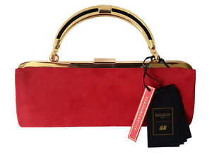 red suede clutch bag