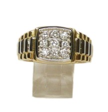 Mens Gents Natural Diamond Cluster Ring 14K TwoTone Gold 3/8ctw G-H Color SI NWT