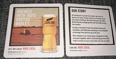 2x Carling Beermats, Pappe Pub Untersetzer, UK Lager, Home Bar/Pub