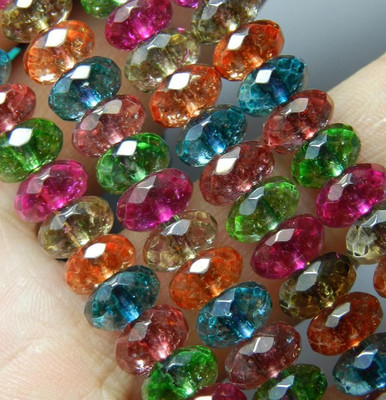 Natural 5x8mm Faceted Multicolor Tourmaline Gemstone Abacus Loose Beads 15''
