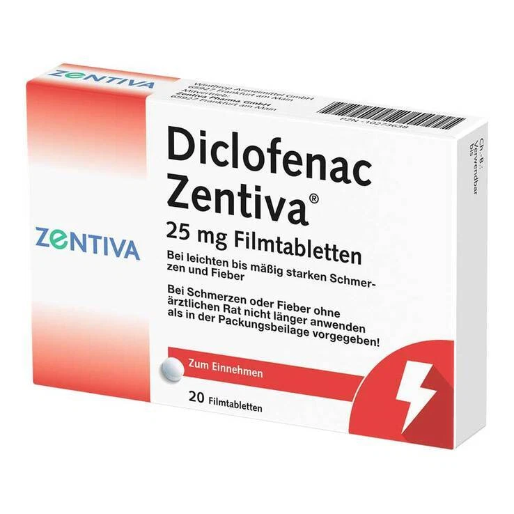Diclofenac Zentiva 25 mg Filmtabletten · 20 St · PZN 10273638
