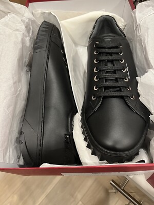 New Salvatore Ferragamo Cube Leather Men Sneaker Fashion Black 5.5