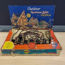 Vintage Noma Christmas Tree Lights with Mazda Lamps Red Bulbs-Tested MCM W/Box