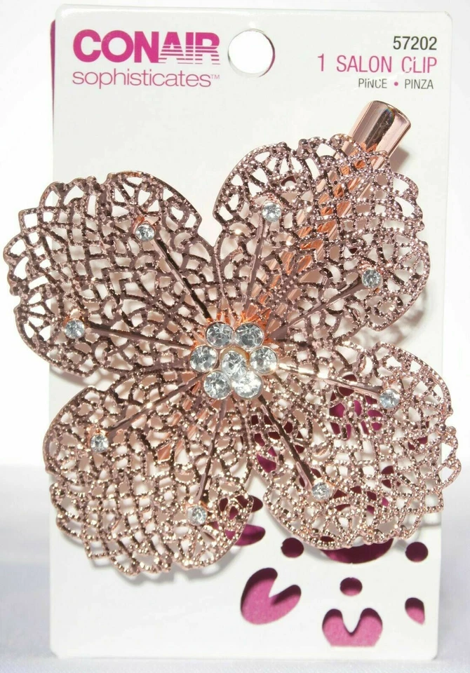 3 Conair Sophisticates Modern Glam Salon Clips Flower Silver/Rose Gold/Pewter - Image 3 of 4