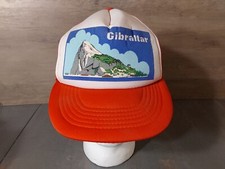 Rock of Gibraltar Vintage Trucker Baseball Hat Vacation Adjustable Mesh Red
