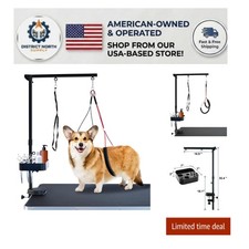 Black Pet Grooming Arm with Clamp - 35 Inch Adjustable for All Dog Sizes