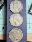 Three San Francisco Mint Peace Dollars. 2x1926 and 1x1923. Circulated.