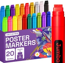 ARTISTRO 20 Poster Markers Jumbo Set Acrylic Markers with 15mm Wide Jumbo Tip