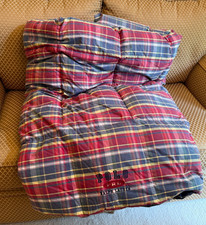Polo Ralph Lauren GARRISON Full / Queen Comforter red blue madras plaid w/ Logo