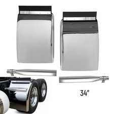 Pair Stainless Steel 34x 24 Rear Quarter Fender W Triangle Arm For Heavy Truck Pair Stainless Steel 34x 24 Rear Quarter Fender W Triangle Arm For Heavy Truck