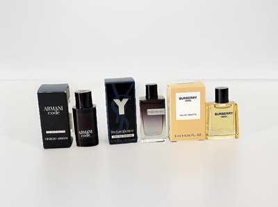 Armani Code YSL Y EDP Burberry Hero Mini Cologne Splash Lot 7.5mL 5mL