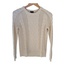 Talbots Sweater Ivory Petite Cable Knit 100 Cotton