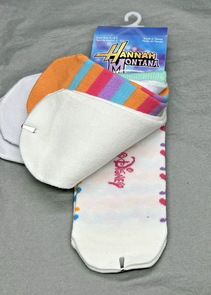 Hannah Montana 4-Pair Pack Of No-Show Socks Disney Green Stripes Hearts (hc) - Image 4 of 4