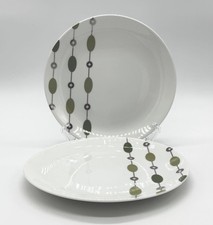 Set of 2 Pier 1 Beaded Garland Luncheon Plates 7.5” Olive Green Silver Accent