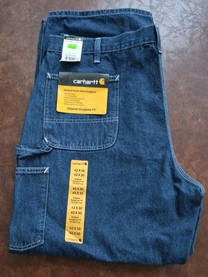 Carhartt B113 Darkstone DST Denim Dungaree Fit Straight Leg Mens Jeans 42X30 NWT