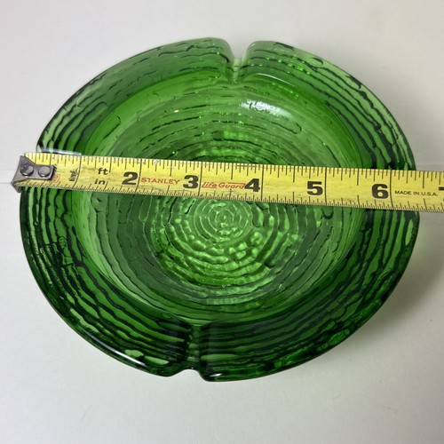 Ashtray 6" Mid Century Anchor Hocking Lido Soreno Avocado Green Glass Cigarette - Picture 8 of 8