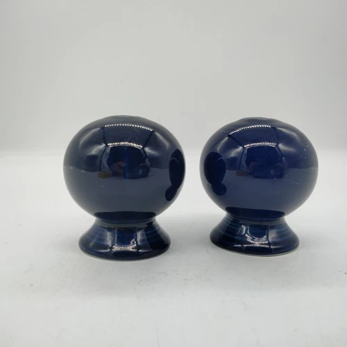 Fiesta FIESTAWARE Salt & Pepper Shakers Cobalt Ball Shape Ceramic Made in USA