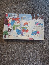 Vintage Milton Bradley Smurf 100 piece puzzle complete