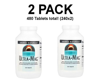 Source Naturals, 2 PACK, Ultra-Mag, 5-in-1 Bioavailable Magnesium, 240 Tablets