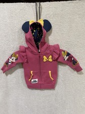 Disney Minnie Mouse Pink Full Zip-Up Jacket Toddler 2T Bow Ears