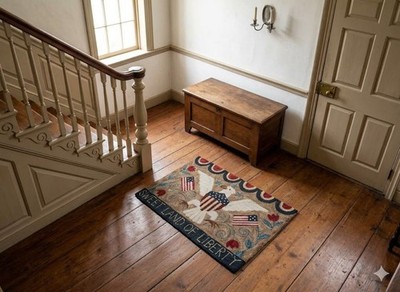 Primitive Sweet Land of Liberty Hooked Rug 2' x 3' Patriotic Decor