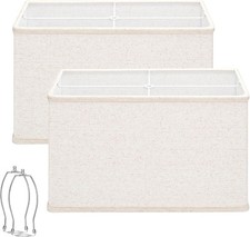 Rectangle Lamp Shades Set of 2, 16"L x 8"W x 10"H Large Beige Lampshades for ...