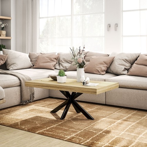 HOMCOM Tavolino da Caffè Stile Industriale in Legno e Acciaio 110x60x45 cm - Foto 3 di 10