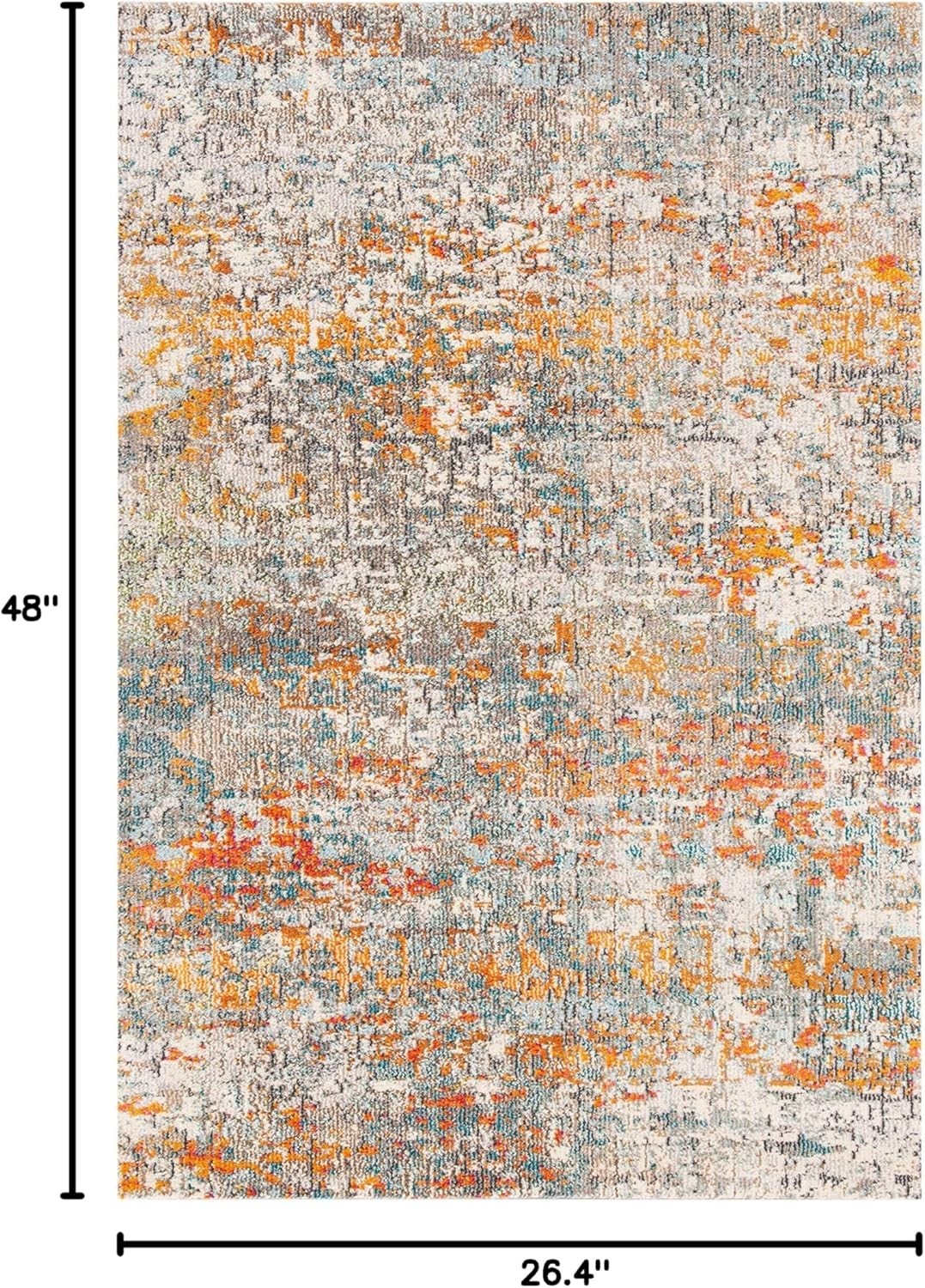 Madison Collection Accent Rug - 2'2" x 4', Grey & Orange, Modern Abstract Des...