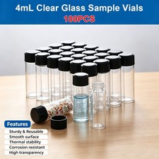 100 Pcs 4ml Glass Vials with Screw Caps Clear Liquid Vial Sample Vials Lab Vials