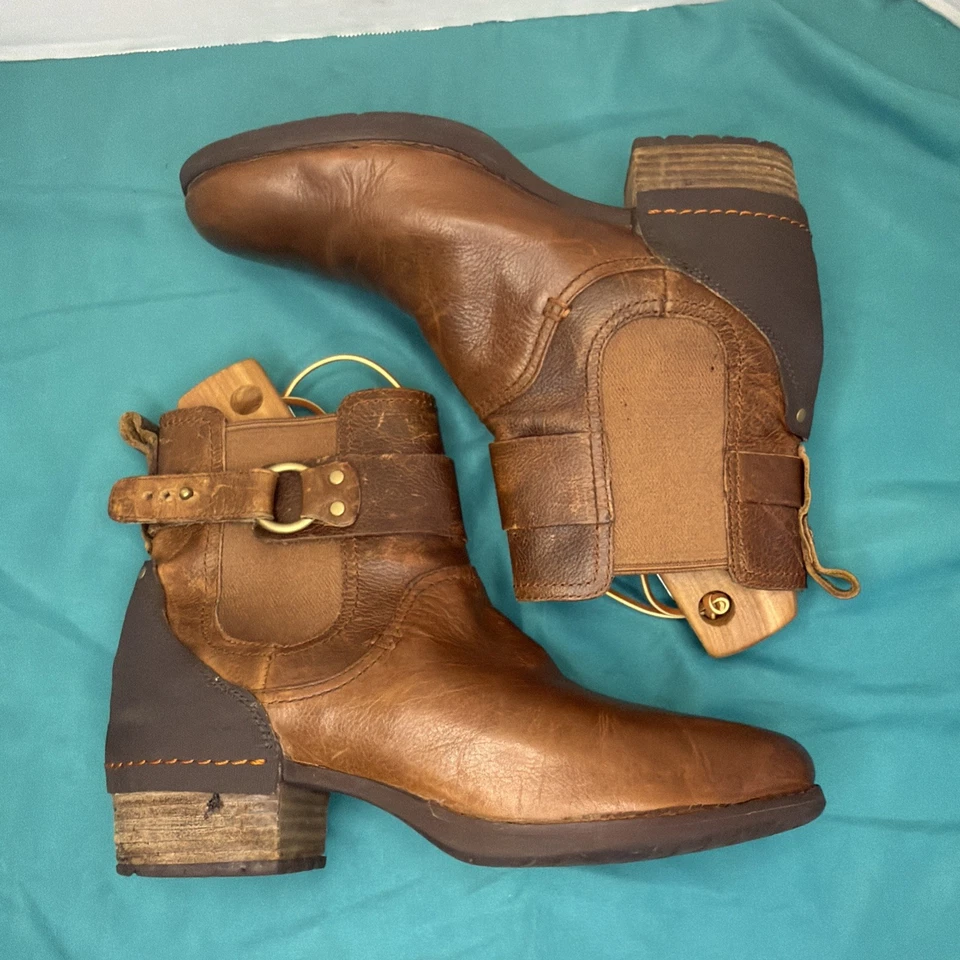 Merrell 女式 Shiloh 一脚蹬扣带踝棕色皮靴 8 码 — 第 2/4 张图片