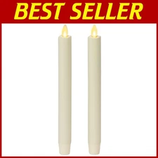 Flickering LED Taper Candle Set, Unscented White