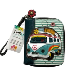 CHALA Wallet VW Bus Volkswagen Love Peace Hippie 60s Zip Around Wristlet Purse