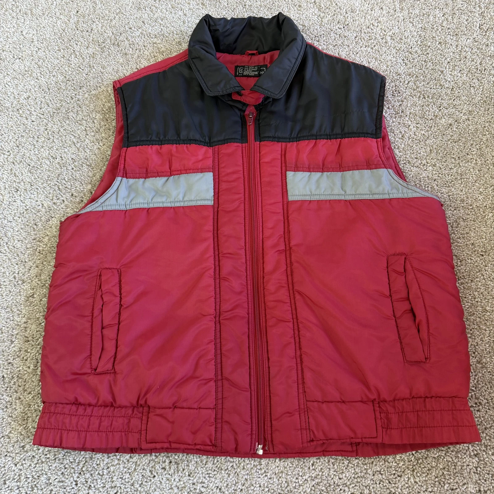 Currentseen Vest Mens M Red Nylon Puffer Full Zip Lined Outdoor Winter Warm - product detail image 1