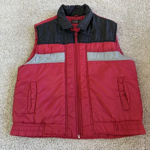 Currentseen Vest Mens M Red Nylon Puffer Full Zip Lined Outdoor Winter Warm video thumbnail