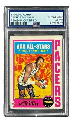 George McGinnis Signed 1974/75 Topps #220 Pacers Trading Card PSA/DNA