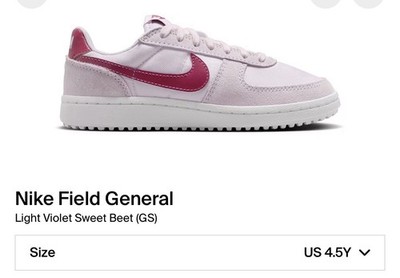 Nike Field General (GS) Light Violet Sweet Beet Low Top Boys' US 4.5Y IF0465-500