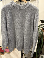 Eddie Bauer Gray Solid Knit Crewneck Long Sleeve Pullover Sweater M