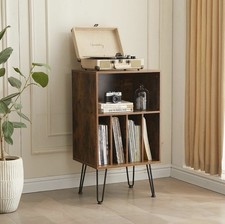 Iyrany Record Player Stand Turntable Cabinet Brown Holds 150 Albums NEW