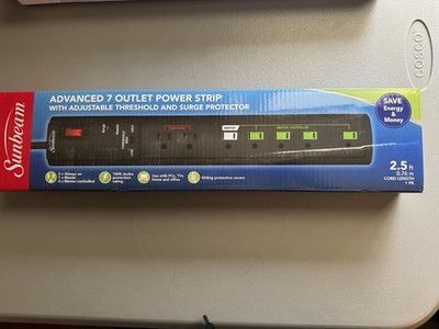 Sunbeam Advanced 7 Outlet Power Strip with Surge Protector   New