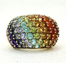 New Gold Over Sterling Silver 925 Ring Vermeil Multicolor Sz 7