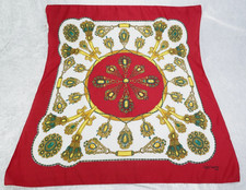 Roger Laurent 1980's Jewelry Mediallion Print Scarf Made In Italy Polyester