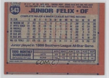 1991 Topps Blank Front Junior Felix #543