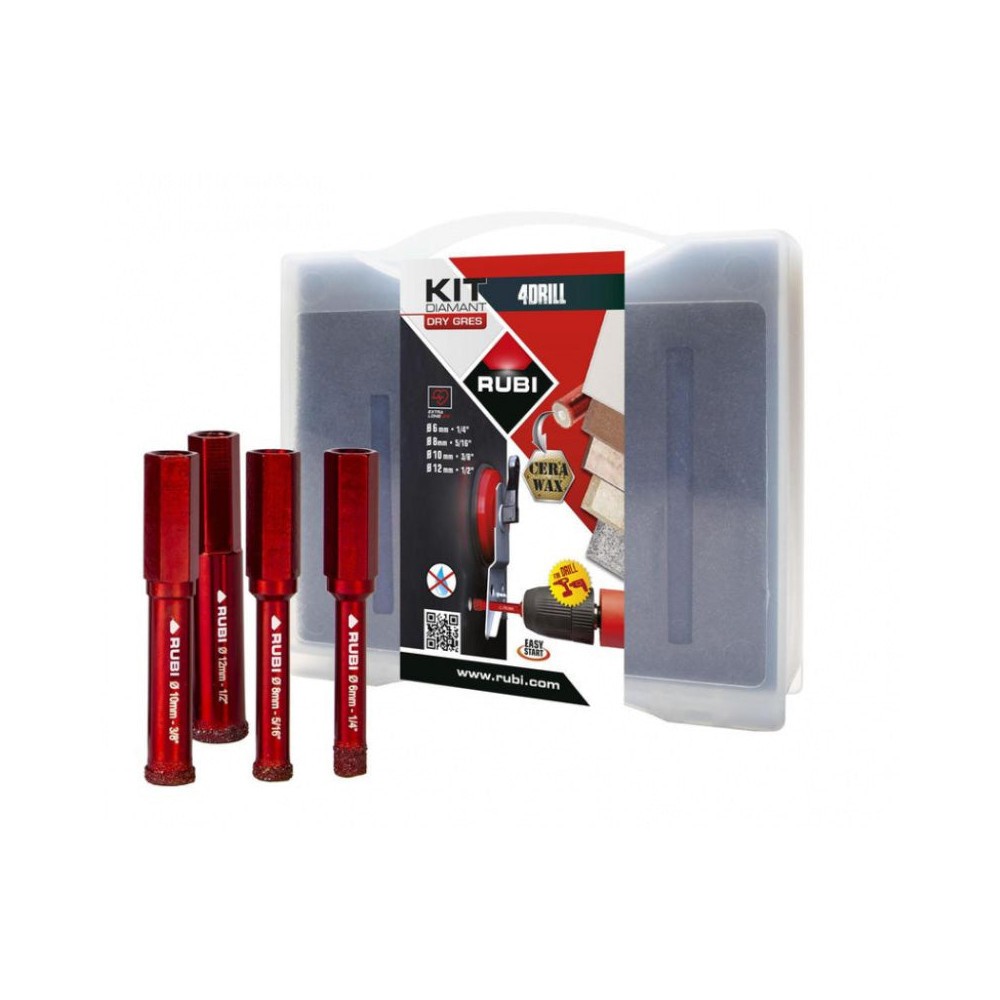 Trépans mini drygres 4drill wonder RUBI 5939 en diamant fritté pour finitions impeccables