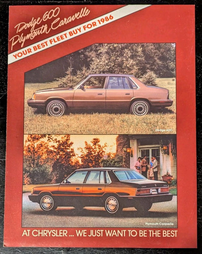 Dodge 600 Plymouth Caravelle 1986 folleto de venta de autos originales catálogo - Imagen 1 de 3